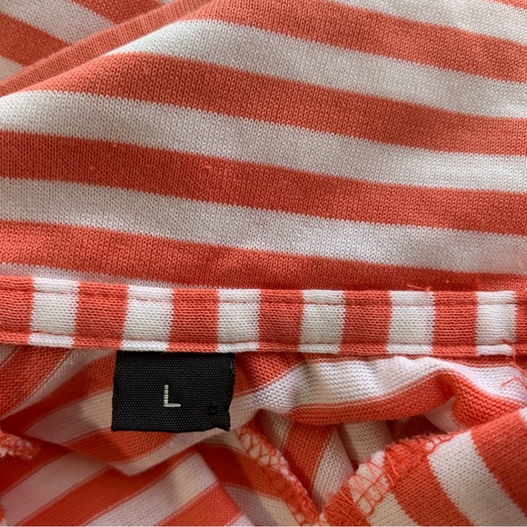 Baker Finch Sports Designer Half Zip T-Shirt Golf Coral Stripe Long Sleeve Large - Picture 11 of 14